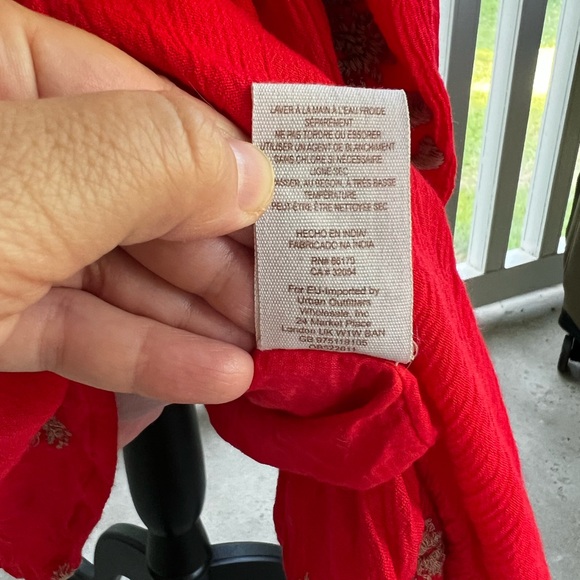 Free People Red Sweet Tennessee Mini Embroidered Women's Dress with pockets - Picture 10 of 11